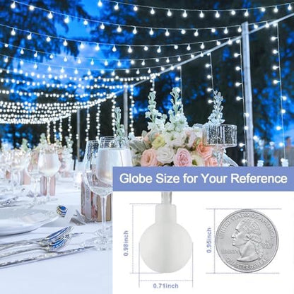 JMEXSUSS 100ft 200 LED White Globe String Lights Indoor Outdoor Waterproof