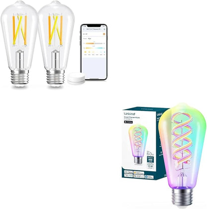 Linkind Smart Edison Bulbs, 2700K-6500K Tunable WiFi Edison Bulbs+Matter Smart Bulbs