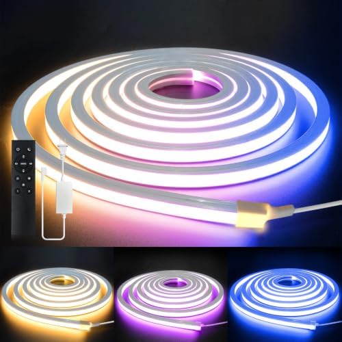 LED Strip Lights 16.4ft 110-120V,Dimmable Silicone Neon Rope Lights,Flexible Outdoor Waterproof Neon Strip Lights for Kitchen,Mirror,Cabinet,DIY Lighting