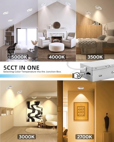 Adetu 4 Pack 4 inch 5CCT LED Eyeball Gimbal Recessed Light, 10W=95W, 982LM