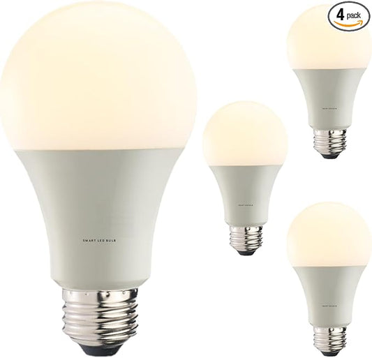 Diodesy- A19 LED Smart WiFi Light Bulbs Works with Alexa and Google Home No Hub Required Tunable White Color 2200K-6500K 8W (60W Equivalent) 800 Lumens E26 Medium Base Non-Dimmable UL Listed Pack of 4