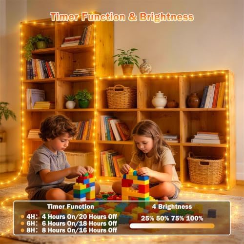 50ft Fairy Lights Plug in, Dimmable 25 Colors 14 Modes RGB+Warm White Color Changing String Lights,150LED Twinkle Lights with Remote, Christmas Fairy Lights for Indoor Outdoor Party Xmas Décor