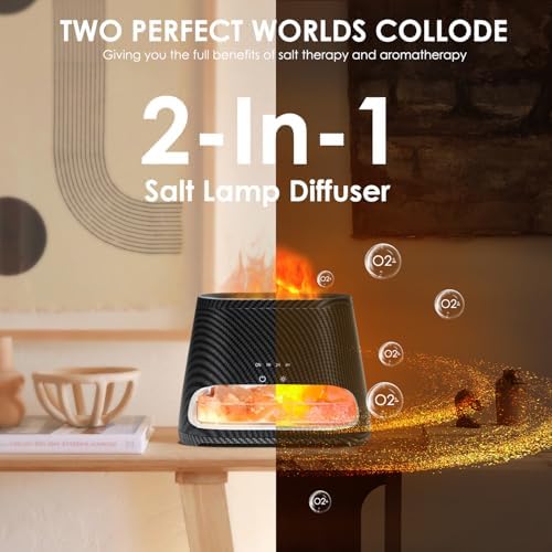 SALKING 2-in-1 Essential Oil Diffuser for Home,Himalayan Salt Lamp Diffuser