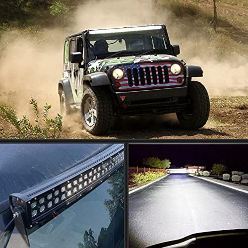 Nilight ZH120 50Inch 50 Inch 288W Curved Spot Flood Combo Bar LED Off Road Driving Light and 1PC 14AWG 12V 5Pin Rocker Switch Wiring Harness Kit-1 Lead, 2 Years Warranty, White