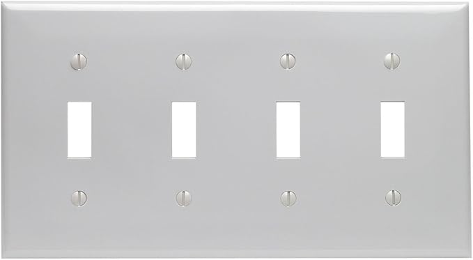 Leviton 4-Gang Toggle Device Switch Wallplate, Standard Size, Thermoplastic Nylon, 80712-GY, Gray