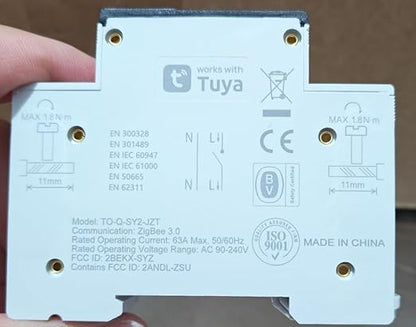 TONGOU Zigbee 3.0 Smart Switch| 1‑63A Adjustable DIN Rail 1P+N| Support Tuya/Smart Life Remote Control| Over-Current Protection| Smart Home Real-time Energy Monitoring| Voice Control| FCC Certified
