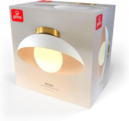 1-Light Matte White Flush Mount Ceiling Light with White Opal Glass Shade | Opal Glass Shade, Low Profile, Modern, Hallway, Bedroom, E26 Base, Model 66000159