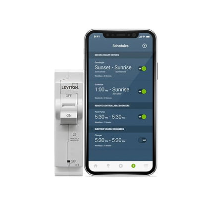 Leviton 2nd Gen Smart Circuit Breaker with Remote Control, Standard, 1-Pole 25 Amp, 120-Volt, 10kA Interrupt Rating, LB125-ST