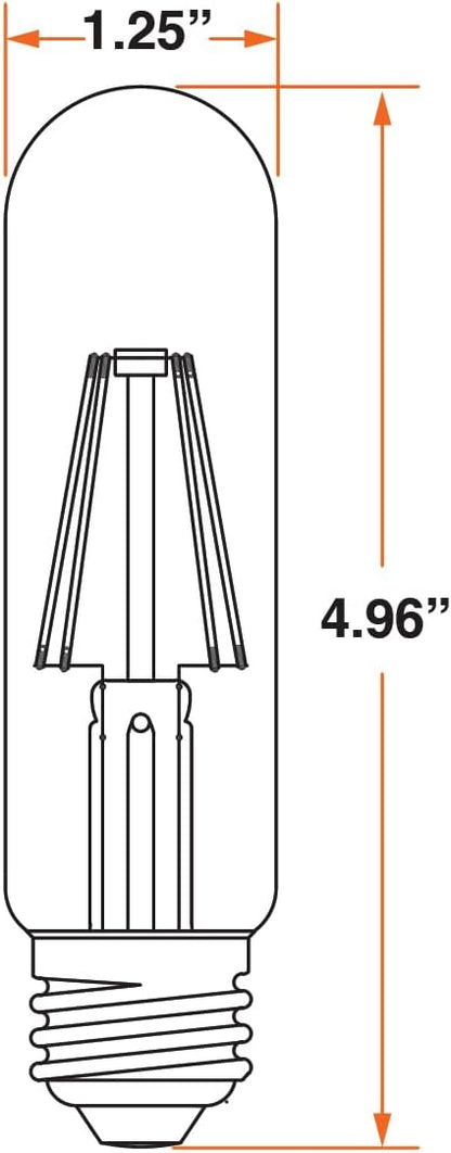 Sylvania T10 Clear LED White Filament Bulb, 7.5W, Dimmable, 800 LMS, Medium Base, 5000K, Daylight - 1 Pack (42265)