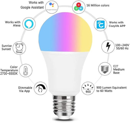 Homekit E27 WiFi Smart RGBCW Bulb Works with Apple Homekit Dimmable Siri Voice Control