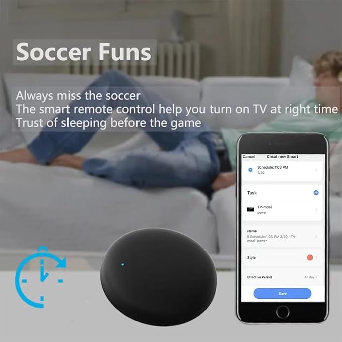 Tuya Smart WiFi IR Remote Control for TV DVD Air Conditioner AUD,All in One Infrared Universal Remote Controller,Compatible with Alexa Google Home (Black IR)