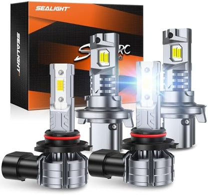 SEALIGHT H13 + H10 for Ford F150 2004-2014, Ford F250 2005-2020 F350, for Dodge Dakota 2005-2009, H13 H10 LED Light Bulbs Combo, 62,000LM 9008 9145 Fog Lights LED Bulb, Pack of 4