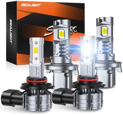 SEALIGHT H13 + H10 for Ford F150 2004-2014, Ford F250 2005-2020 F350, for Dodge Dakota 2005-2009, H13 H10 LED Light Bulbs Combo, 62,000LM 9008 9145 Fog Lights LED Bulb, Pack of 4