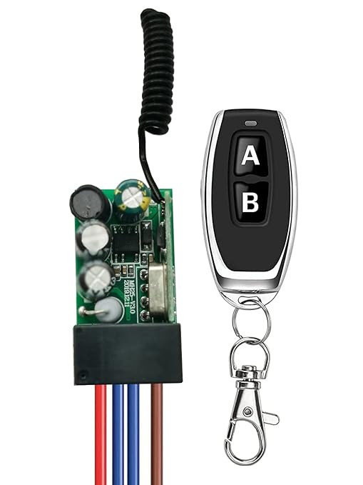 2 Way Mini Remote Control Switch,AC 110V/120V/220V/240V/10A Relay ON/Off Switch with 328FT Long Range,Wireless RF Switch for Pump,Lamps,LED Lights,Fans(2 Remote Controls,2 Receivers)
