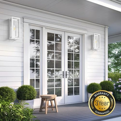 15" Outdoor Wall Lights, White Exterior Lighting Fixtures