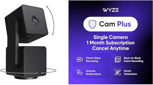 WYZE Cam Pan v3 Black Cam Plus Monthly, Covers 1 Camera, Auto-Renews at $2.99/Month, Activation Required, Cancel Anytime