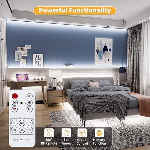 PAUTIX 5V USB COB LED Strip Light 6.56ft/2m 1200lm, Dimmable 640LEDs 6000K Daylight White CRI90+ with RF Remote TV Backlight,Flexible Under Cabinet Tape Light for Bedroom,Kitchen,Home DIY Lighting