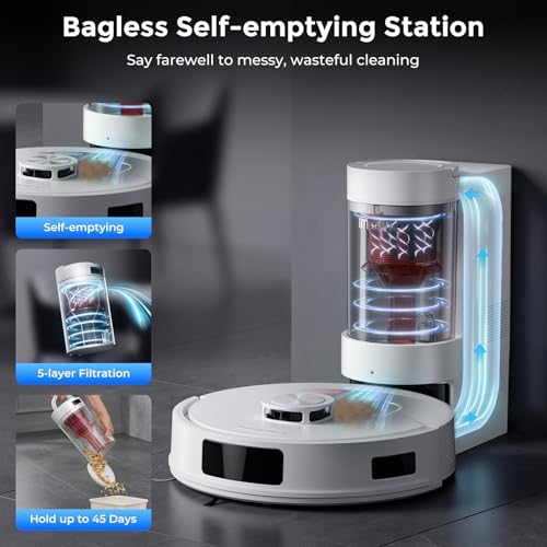 Robot Vacuum and Mop Combo, Robot Vacuum Cleaner with Bagless Self Emptying Station, 18000Pa Suction, LiDAR Navigation, ideal for Pet Hair, Carpet & Hard Floor, Compatible with App/Alexa/Voice Control