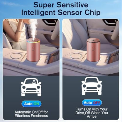 Car Air Freshener for Women, Ocean Scent Pink Smart Car Air Fresheners with 100ml Essential Oil Car Fragrance Accessories, 5 Adjustable Car Aroma Diffuser, RGB Music Syncing Light, Auto On/Off