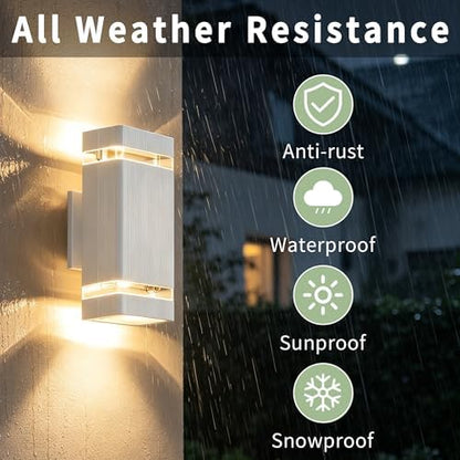 JYV Square Outdoor Wall Lights, Up and Down Porch Lights, White 2 Pack
