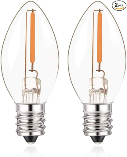 C7 LED E12 Candelabra Bulb Small Edison Candle Night Light Bulbs Salt Lamp Bulbs 0.5W Equivalent 5W 7W Warm White 2700K Clear Bulbs for Chandelier Christmas Light 50 Lumens Non-Dimmable (Pack of 2)