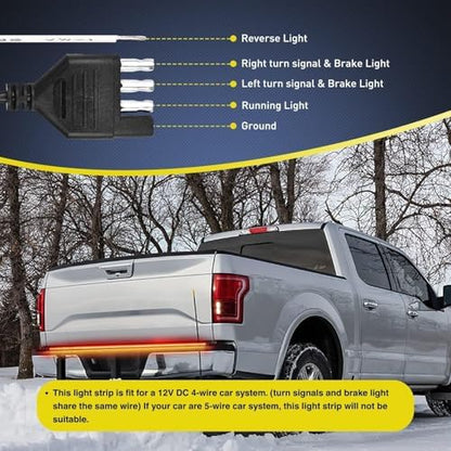 Nilight Truck Tailgate Light Strip 48" Aluminum Frame Triple Row 780 LED Strip with Red Running Brake Lights White Reverse Amber Sequential Turn Signals Strobe Lights，2 Years Warranty