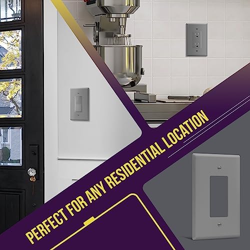 ENERLITES 1-Gang Gray Oversize Decorator Switch Outlet Wall Plate, 10 Pack
