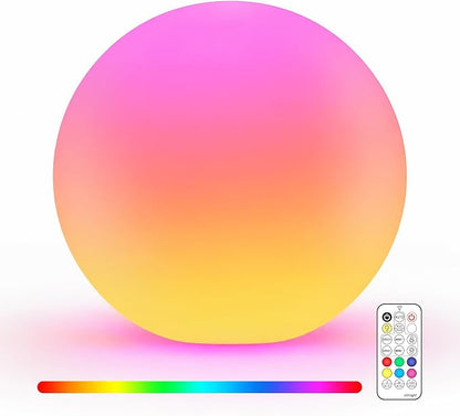 LOFTEK 12-inch LED Ball Night Light, Rechargeable Table Lamp with Remote | 25 Modes, 11 RGB Colors Orb Light, Dimmable, Cordless & Timer, Ambient Lighting for Home Bedroom Patio Decorative Lighting