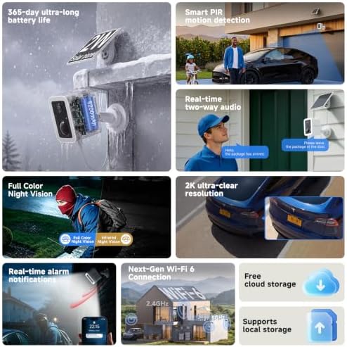 VSTARCAM 2K Solar Security Camera Outdoor Wireless with 5200mAh Battery & Solar Panel, Magnetic Quick Mount No Drill Installation, Free Cloud Storage, PIR Human Detection,Spotlight & Siren,WiFi 6,IP66