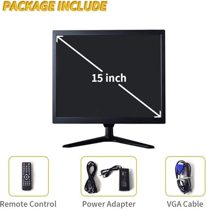 Cocar 15" CCTV Monitor Security Monitor Screen BNC VGA HDMI LCD Display for Home Security Systems Surveillance Camera STB 1024x768 Built-in Speaker Vesa Wall Mounting