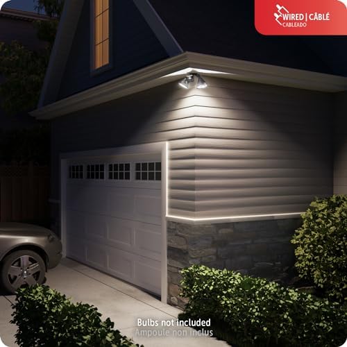 Globe Electric 17000272 180-Degree 240 W Twin Head Bronze Hardwired Motion Sensor Security Flood Light, Spotlight, Outdoor, Outside House Lights