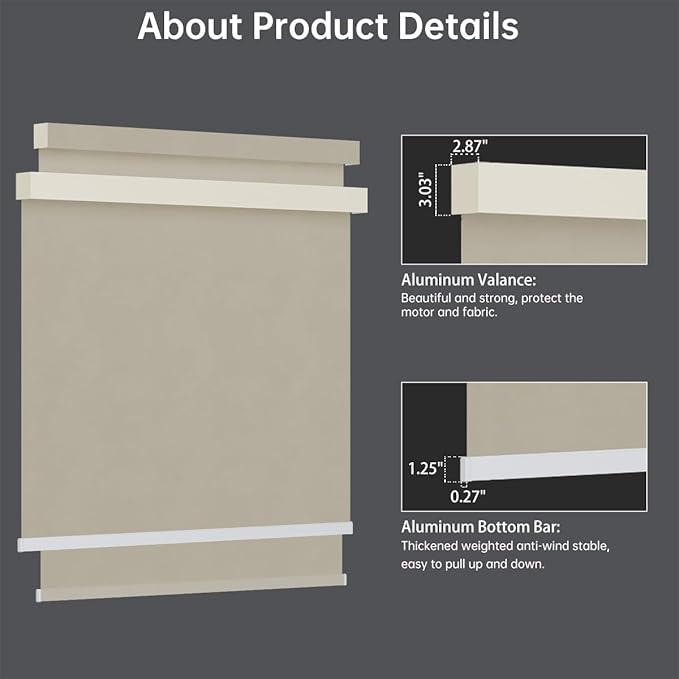 Motorized Blinds with Remote, Blackout Smart Blinds for Windows Automatic Roller Shades Compatible with Alexa, Motorized Shades Customized for Bedroom Home Office (Blackout-Fabric Beige)