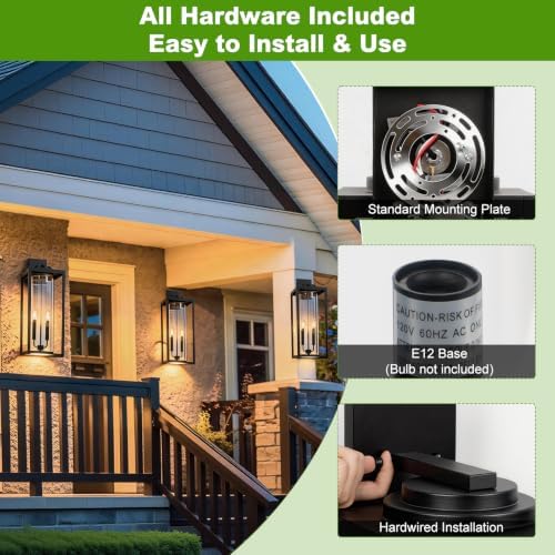 FILIYANO Large 24 Inch Outdoor Wall Light Fixtures, Black, 2-Pack