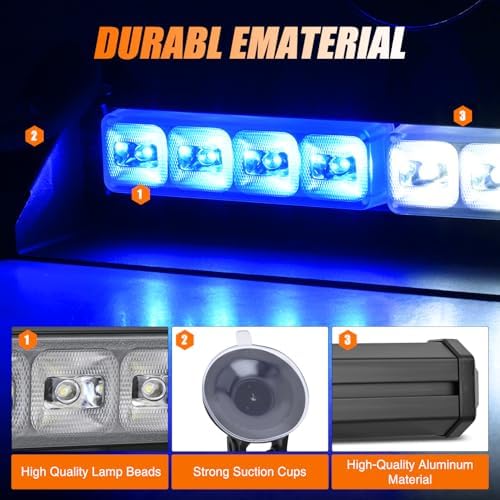 Nilight 8LED Blue White Traffic Advisor Strobe Light Bar Hazard Safety