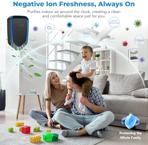 Air Ionizers Plug In Negative Ion Air Purifiers Quiet Air Freshener for Home Bedroom Office Basement - Portable Mini Air Cleaner Odor, Smoke, Dust, Pet Smell (6, Black)
