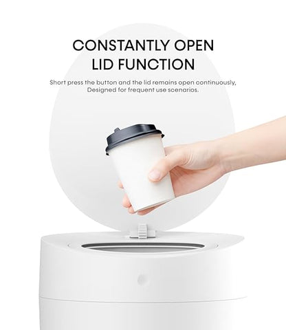 TOWNEW T AIR ONE Smart Trash Can, 2.6 Gallon Automatic Garbage Can with Self-Sealing and Self-Changing, Motion Sense Activated Rechargeable Trashcan for Living Room Bedroom Workshop Kitchen, White