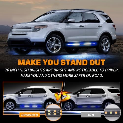 XRIDONSEN 2PCS 60 inch Blue White Emergency Lights Running Board Lights