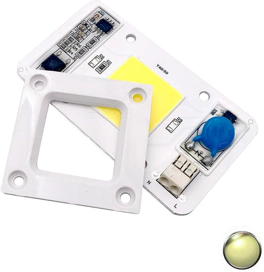 LED 50W COB Chip Bulbs AC 110V 220V Integrated Smart IC Driver Cool White Warm White Red Green Blue UV Pink Full Spectrum (Natural White 4000K, AC 220V)
