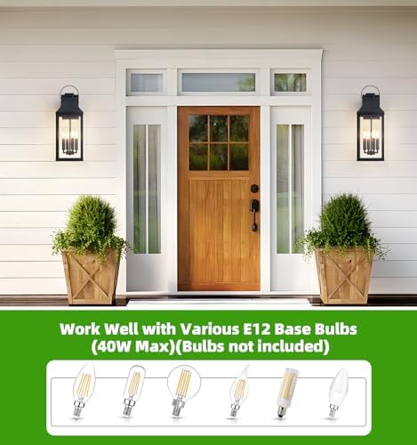 22'' Large Outdoor Wall Lantern, Black Exterior Lighting Fixture 1 Pack