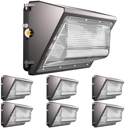 Lightdot 6 Pack 200W LED Wall Pack Lights, Wall Mount Outdoor Exterior Lighting, 100-277V, 30000LM Dusk-to-Dawn, IP65 ETL, 60ft Coverage Area, Parking Lots, Building Exteriors, Yard/Warehouse