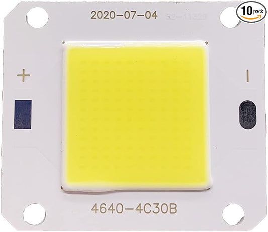 10PCS DC12V 50W LED COB Integrated Smart IC Driver High Power 12V COB LED Cold White Warm White Full Spectrum (Warm White 3500K)