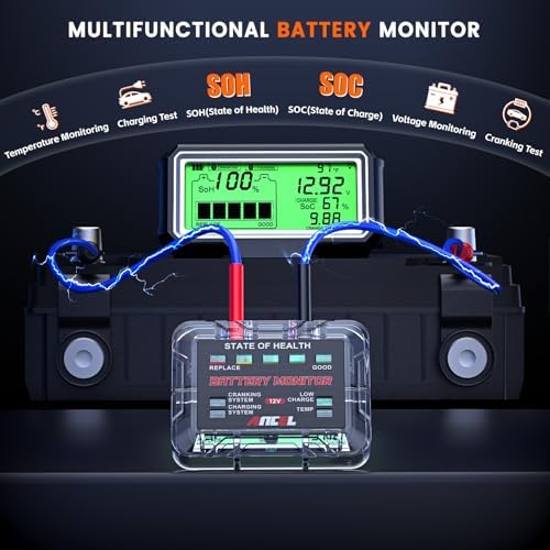 ANCEL BM200 PRO 12V Car Battery Monitor, 433MHz Wireless Battery Tester