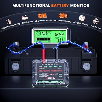 ANCEL BM200 PRO 12V Car Battery Monitor, 433MHz Wireless Battery Tester
