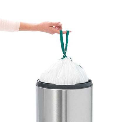 Brabantia Press-Top Kitchen Trash Can | Steel/Black | 8 Gallon / 30L | Home Trash Can with Soft-Touch Stay-Open Lid & Removable Inner Bucket | + Trash Bags