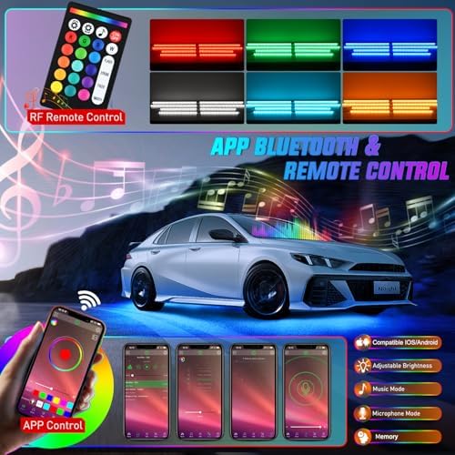 Nilight 8PCS Aluminum RGBW Underglow LED Strip Lights with APP & Remote