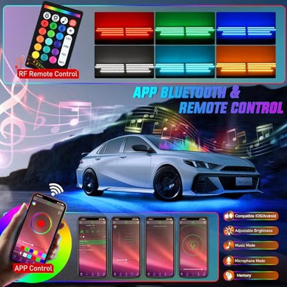 Nilight 8PCS Aluminum RGBW Underglow LED Strip Lights with APP & Remote