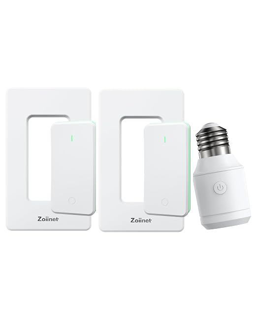 Zoiinet 500W Remote Control Light Socket with 2 Wireless Light Switches, UL | 300ft, for Pull Chain Light Fixture, E26 E27 Bulbs Base Holder, Programmable, No Wiring, for Bedroom, Stair, Closet & Garage