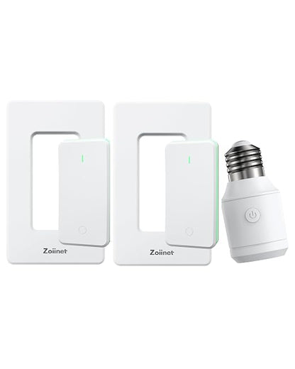 Zoiinet 500W Remote Control Light Socket with 2 Wireless Light Switches, UL | 300ft, for Pull Chain Light Fixture, E26 E27 Bulbs Base Holder, Programmable, No Wiring, for Bedroom, Stair, Closet & Garage