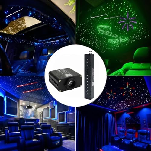 AZIMOM 16W Twinkle & Sound Activate 600pcs*0.03in*13.1ft Fiber Optic Starlight Headliner Kits+RGB Meteor Shooting Star,APP& Remote Control Light Engine End Glow Fiber Strands Home Car Ceiling Décor