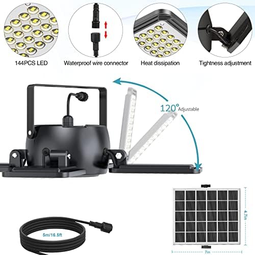 Latband Solar Pendant Light Outdoor Indoor Solar Powered Motion Sensor Shed Light,144LED 1200LM Daytime Work with 5 Lighting Modes Remote Control 4 Heads IP65 Waterproof for Garage Gazebo Barn